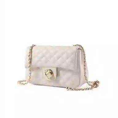 老人头 包包女小香风优雅简约时尚百搭高颜值精致实用高级质感菱格 牛皮 单肩链条小包手拎腋下斜挎包 常规 女款 白色/黑色