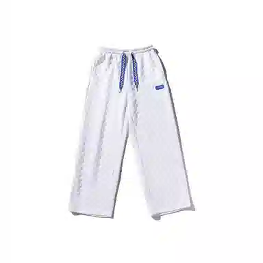 乱步 华夫格垂坠感直筒夏季宽松运动卫裤美式高街抽绳阔腿长裤休闲裤 男女同款