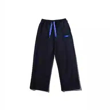 乱步 华夫格垂坠感直筒夏季宽松运动卫裤美式高街抽绳阔腿长裤休闲裤 男女同款