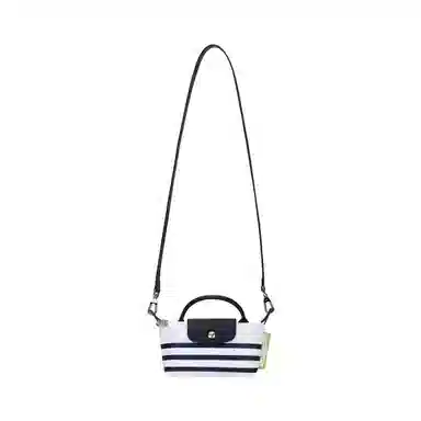 Longchamp Le Pliage 17 Navy White