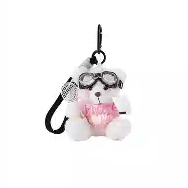 丹琴 打羽毛球害羞小熊 可爱卡通毛衣玩偶书包包背包挂饰公仔车挂钥匙扣 毛绒/合金 挂件 男女同款情侣款