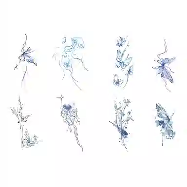 计轩  蓝色高颜值纹身贴 防水持久