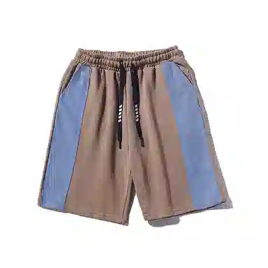乱步 美式复古高街直筒学生宽松拼接跑步运动休闲短裤 男女同款