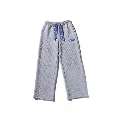 乱步 华夫格垂坠感直筒夏季宽松运动卫裤美式高街抽绳阔腿长裤休闲裤 男女同款