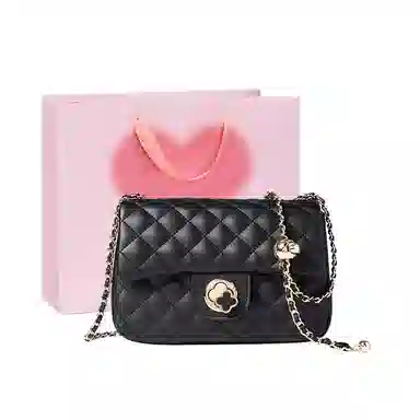 老人头 包包女小香风优雅简约时尚百搭高颜值精致实用高级质感菱格 牛皮 单肩链条小包手拎腋下斜挎包 常规 女款 白色/黑色