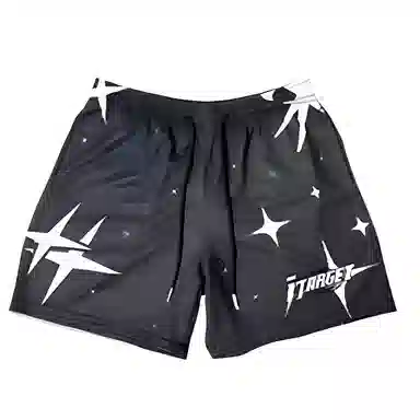 玉儿恋 字母拼色中腰系带透气百搭直筒运动短裤 男女同款