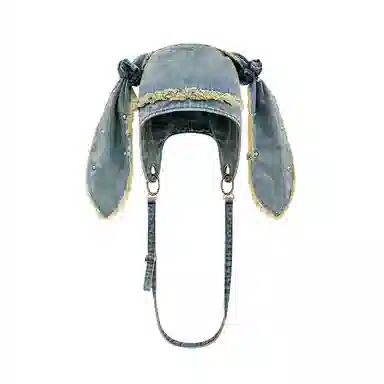 SLEEPYWALK Vintage Rabbit Ear Beanie Denim