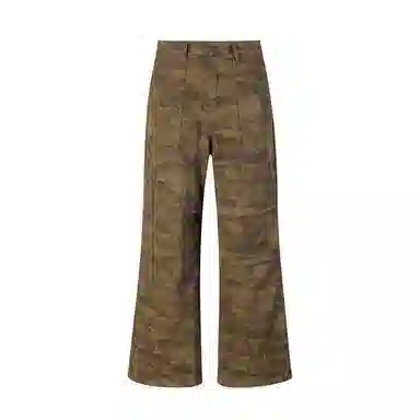 赞仕 美式高街微喇迷彩牛仔裤垂感宽松阔腿休闲长裤子工装裤 男女同款