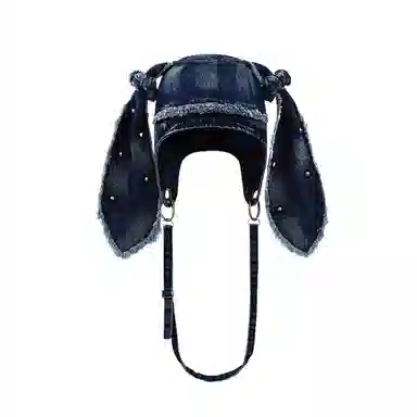 SLEEPYWALK Vintage Rabbit Ear Beanie Denim
