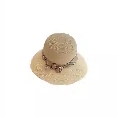 艾佳微 法式赫本风编织草帽优雅小香风高级感盆帽户外沙滩 草纸 渔夫帽 女款