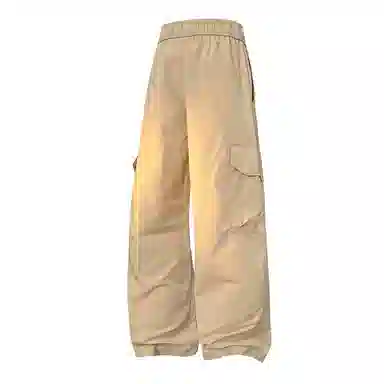 兰缪 美式复古日系简约纯色高街风基础款山系户外日常通勤跑步运动舒适宽松清爽透气潮流百搭柔软亲肤直筒裤垂感系带休闲裤 男女同款