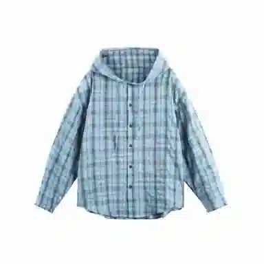棉基因 空调服轻薄外套美式复古格子防晒服速干连帽潮流搭配上衣夏季长袖衬衫 男女同款