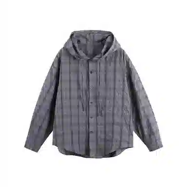 棉基因 空调服轻薄外套美式复古格子防晒服速干连帽潮流搭配上衣夏季长袖衬衫 男女同款