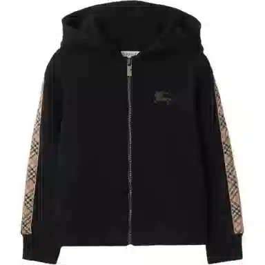 Burberry SS25 Checked Zip Hoodie Black Kids