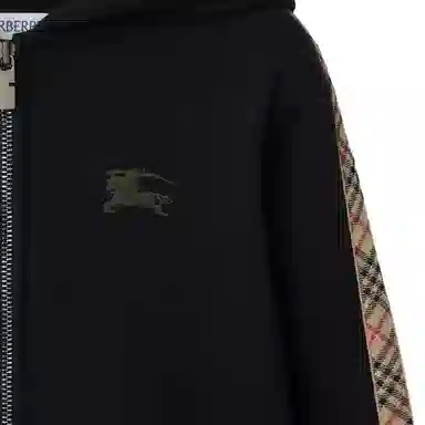 Burberry SS25 Checked Zip Hoodie Black Kids
