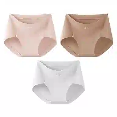 二三二三 纯色轻薄透气不卡档不夹臀无痕舒适亲肤柔软吸湿排汗三角裤防夹臀设计不卷边复古简约时尚百搭内裤 女款 组合装
