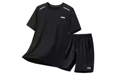 王者荣耀 冰丝薄款大码凉感基础款纯色健身训练瑜伽篮球跑步速干网眼透气百搭圆领短袖五分裤休闲运动套装 男女同款