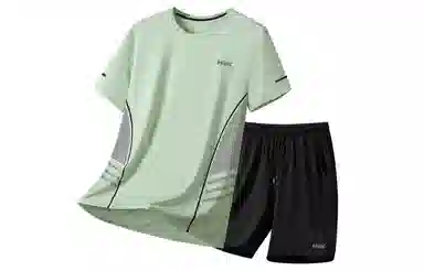 王者荣耀 大码冰丝薄款凉感基础款纯色健身训练瑜伽篮球跑步速干网眼透气百搭圆领五分裤休闲运动套装 男女同款