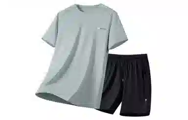 王者荣耀 标语款 大码冰丝薄款凉感纯色速干健身训练瑜伽篮球跑步速干网眼透气百搭基础款圆领五分裤休闲运动套装 男女同款