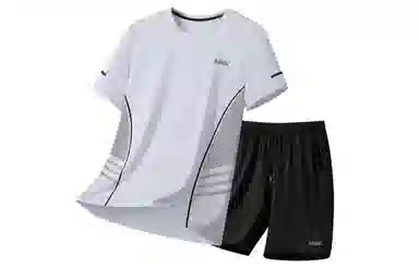 王者荣耀 大码冰丝薄款凉感基础款纯色健身训练瑜伽篮球跑步速干网眼透气百搭圆领五分裤休闲运动套装 男女同款