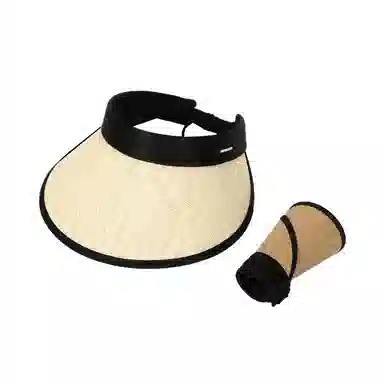 艾佳微 简约时尚可折叠夏季草帽防紫外线太阳帽遮脸 空顶帽 草编 防晒帽 女款