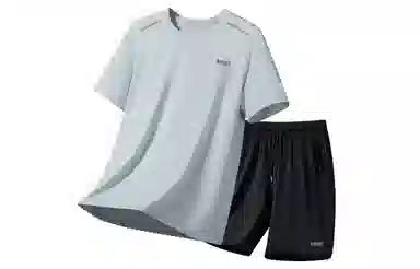 王者荣耀 冰丝薄款大码凉感基础款纯色健身训练瑜伽篮球跑步速干网眼透气百搭圆领短袖五分裤休闲运动套装 男女同款