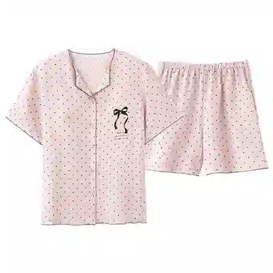 细舍 短袖甜美休闲家居服三分裤夏季睡衣套装 女款