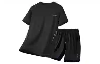 王者荣耀 纯色大码冰丝薄款凉感速干健身训练瑜伽篮球跑步速干网眼透气百搭基础款圆领五分裤休闲运动套装 男女同款