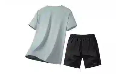 王者荣耀 大码薄款冰丝凉感基础款纯色健身训练瑜伽篮球跑步速干网眼透气百搭圆领短袖五分裤休闲运动套装 男女同款