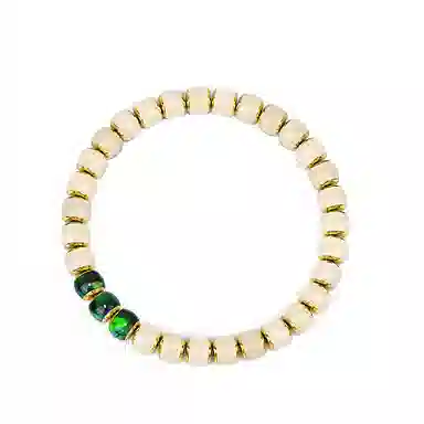 钰澜文玩 龙虎山界守战甲系列-「金盾」原创设计款-玉化料镶嵌-碧潮#好运 菩提根 手串 男女同款情侣款