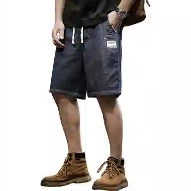 遨宇 高端潮牌原色水洗直筒中裤美式休闲五分裤牛仔短裤 男女同款