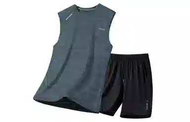 王者荣耀 大码冰丝薄款凉感纯色健身训练瑜伽篮球跑步速干网眼透气百搭基础款背心圆领五分裤休闲运动套装 男女同款