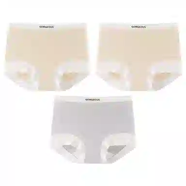 二三二三 简约时尚吸湿透气不卡档不夹臀中腰高弹舒适不勒平角裤柔软亲肤日常穿着撞色字母印花优雅知性女士内裤 女款 组合装