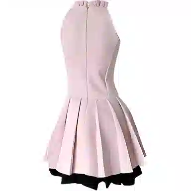 识恩 拼色适中修身时尚无袖连衣裙 女款