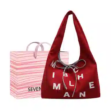 SEVENMOONS Lazy Simple Bow Tote Bag Canvas