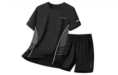 王者荣耀 大码冰丝薄款凉感纯色健身训练瑜伽篮球跑步速干网眼透气百搭基础款圆领短袖短裤休闲运动套装 男女同款