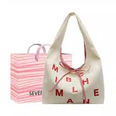 SEVENMOONS Lazy Simple Bow Tote Bag Canvas