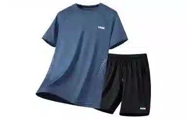 王者荣耀 大码薄款冰丝凉感基础款纯色健身训练瑜伽篮球跑步速干网眼透气百搭圆领短袖五分裤休闲运动套装 男女同款