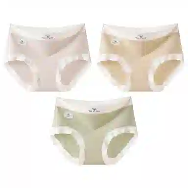 二三二三 时尚简约透气弹力不卡档舒适不勒亲肤三角裤柔软舒适不夹臀可爱熊猫印花字母甜美卡通少女内裤 女款 组合装