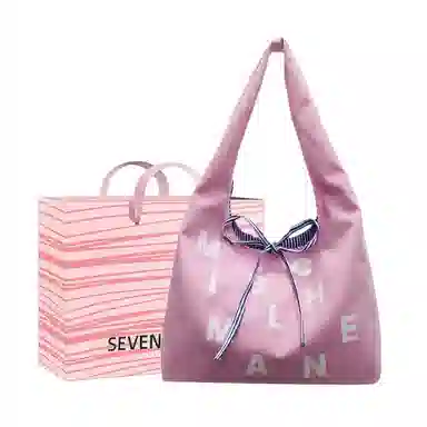 SEVENMOONS Lazy Simple Bow Tote Bag Canvas