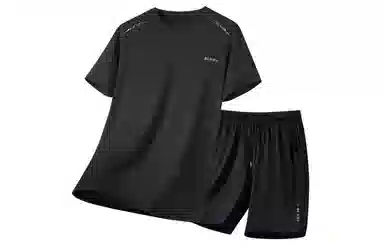 王者荣耀 标语款 大码冰丝薄款凉感纯色速干健身训练瑜伽篮球跑步速干网眼透气百搭基础款圆领五分裤休闲运动套装 男女同款