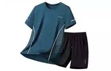 王者荣耀 大码冰丝薄款凉感纯色健身训练瑜伽篮球跑步速干网眼透气百搭基础款圆领短袖短裤休闲运动套装 男女同款