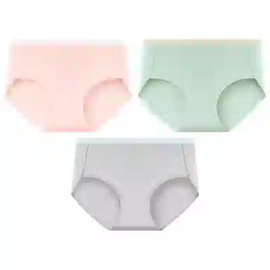 二三二三 纯色轻薄透气不卡档不夹臀高弹中腰舒适柔软不勒肉吸湿排汗三角裤柔软亲肤不卷边纯色简约时尚百搭少女内裤 女款 组合装