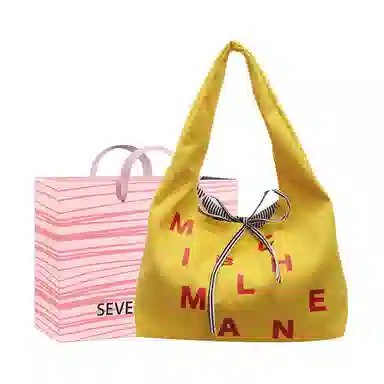 SEVENMOONS Lazy Simple Bow Tote Bag Canvas