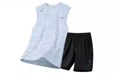 王者荣耀 大码冰丝薄款凉感纯色健身训练瑜伽篮球跑步速干网眼透气百搭基础款背心圆领五分裤休闲运动套装 男女同款