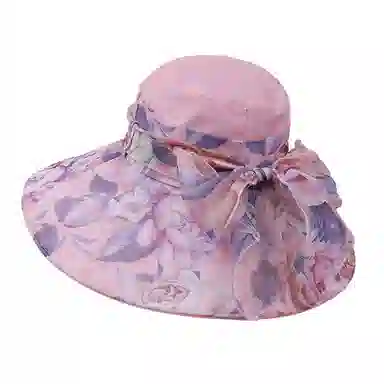 艾佳微 香云纱高级感时尚帽户外旅游大帽檐显脸小盆帽 欧根纱 防晒帽 女款