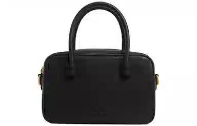 妙迪 小众设计时尚百搭精致少女上班通勤植鞣皮保龄球包学院风波士顿枕头包 牛皮 手提单肩斜挎包 常规 女款 奶昔白/曜石黑