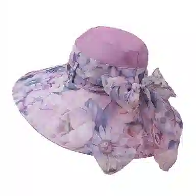 艾佳微 香云纱高级感时尚帽户外旅游大帽檐显脸小盆帽 欧根纱 防晒帽 女款