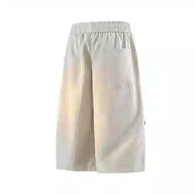 兰缪 美式复古日系简约纯色高街风基础款潮流运动舒适宽松清爽透气百搭柔软亲肤系带七分裤休闲短裤 男女同款