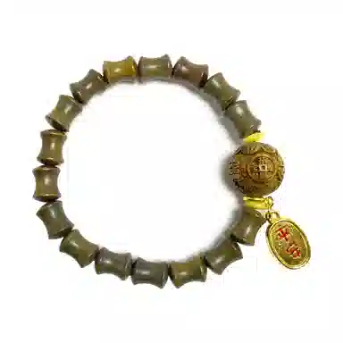 耳玺 国潮新中式复古文玩盘玩考试考公考研上岸转运珠 绿檀 手串 男女同款情侣款